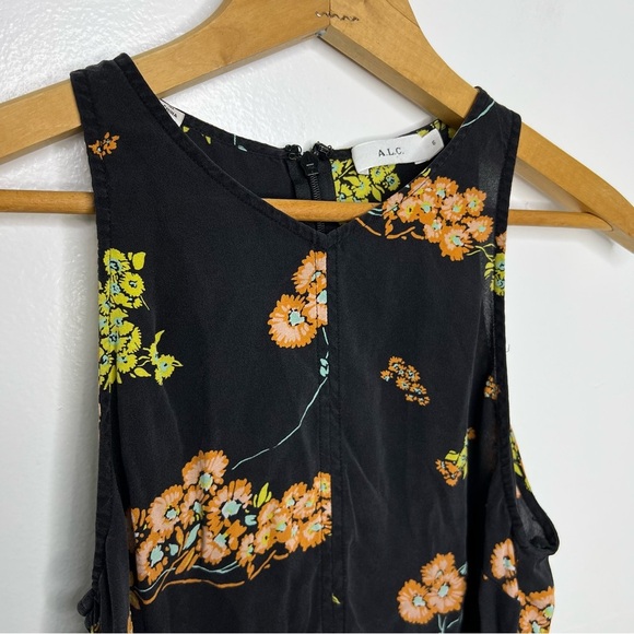 ALC Black Floral Stuart Silk Tank Top - Picture 3 of 5